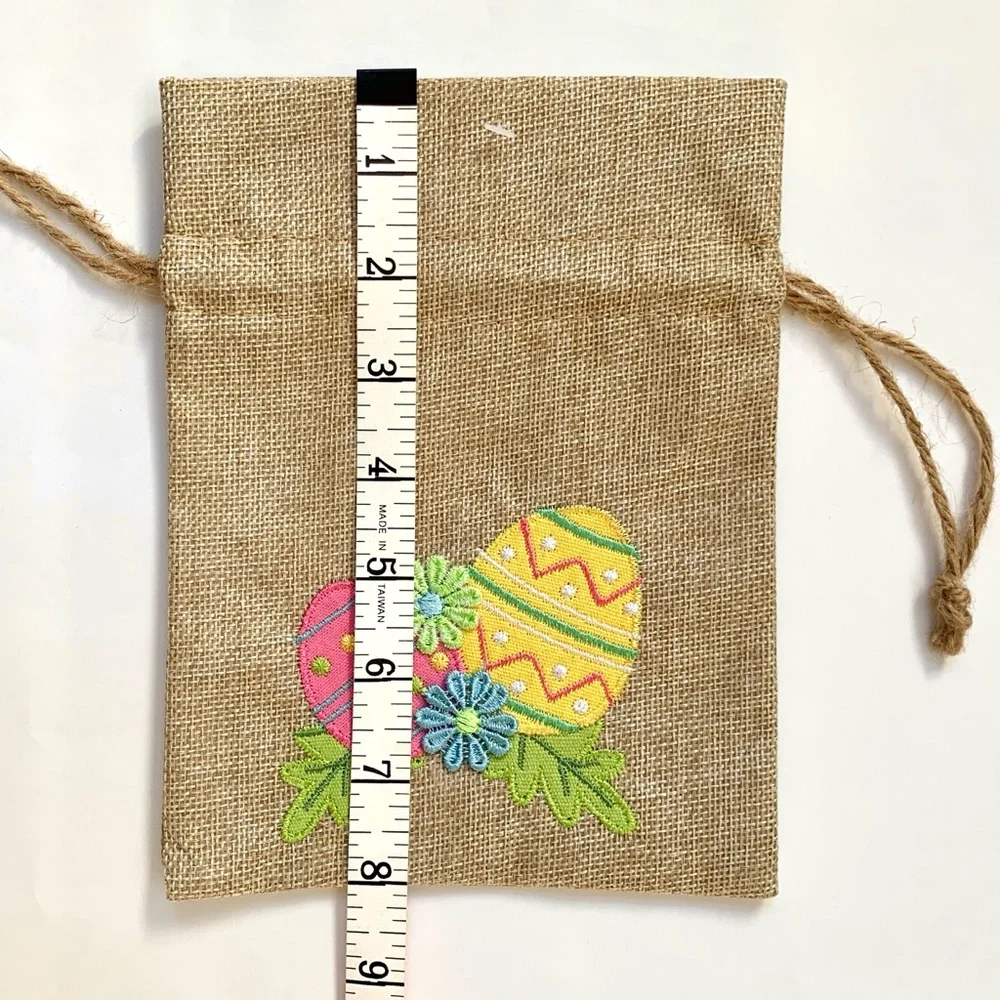 Pier 1 Easter eggs appliques burlap gift bags set of 4